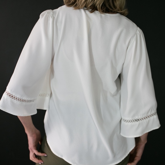 White Blouse With Bell Sleeves - Available in Plus - Picture 3 of 4